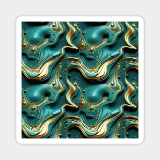 Funky Facade: Trompe-l’oeil Green Turquoise and Gold Magnet