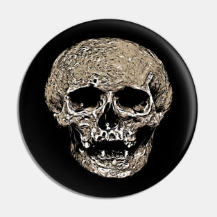 Vile Grungy Cranium Art Illustration In Black and Greige Pin