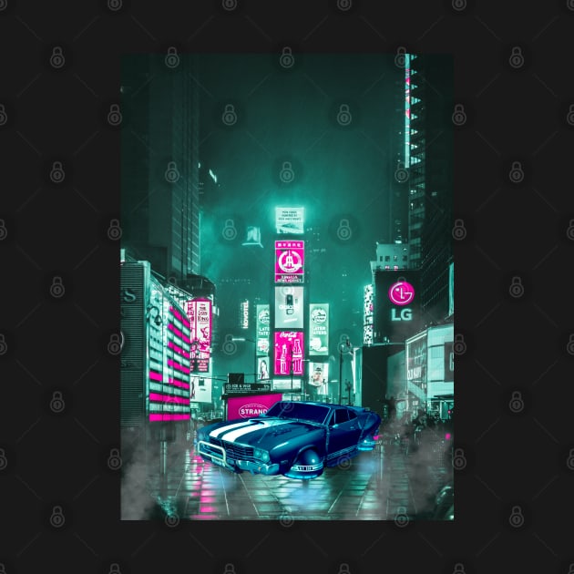 Car Tokyo City Neon Synthwave by JeffDesign