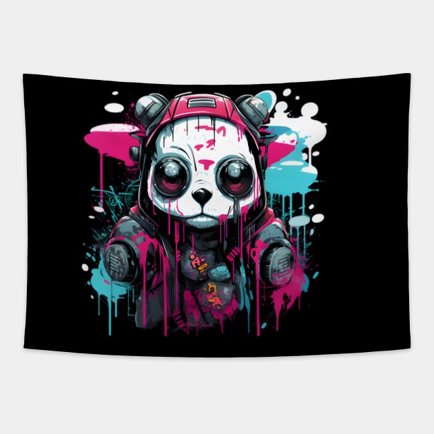 Cyberpunk Panda Tapestry by ArtWearSplash