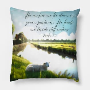 Christian Art Painting Psalm 23:2 Pillow