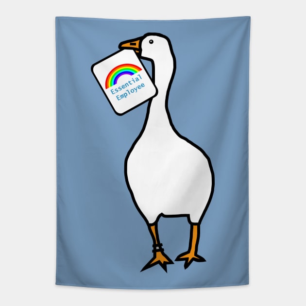 Goose with Stolen Essential Employee Rainbow Card Tapestry by ellenhenryart