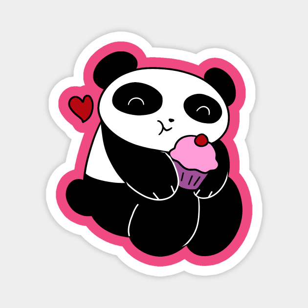 Panda Loves Cupcakes Magnet by saradaboru