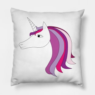 Unicorn. Cute magic cartoon fantasy animal. Long hair. Dream symbol. Design for children. Pillow