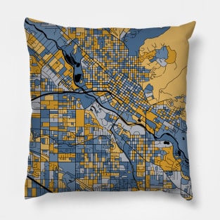 Boise Map Pattern in Blue & Gold Pillow