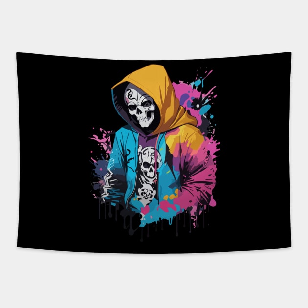 halloween skull Tapestry by Roshan