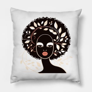 Afrocentric Woman With Afro Hair Silhouette Pillow