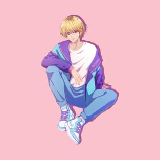 The stylish anime boy from 90s (purple background) T-Shirt