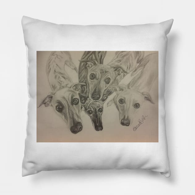 Whippets Pillow by Merlinsmates