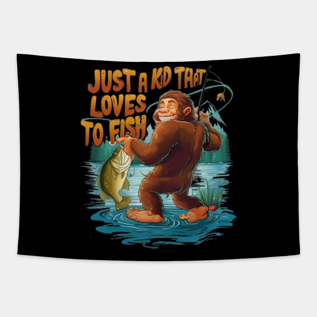 Bigfoots Catch of the Day Tapestry by coollooks