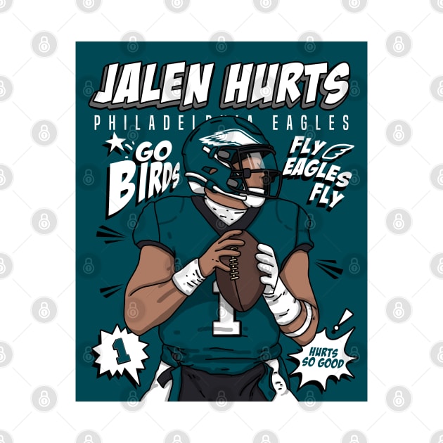 Jalen Hurts Comic Style Art by Luna Illustration