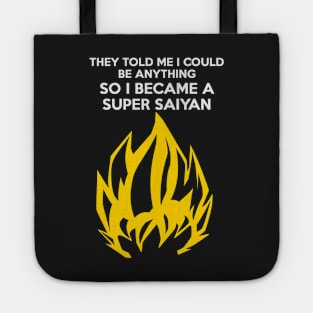 I Became a Super Saiyan (white version) Tote