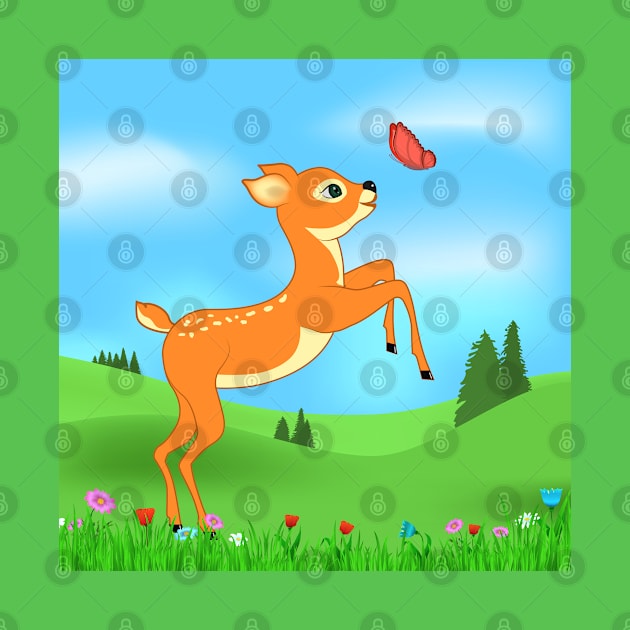 Baby deer and butterfly by designbek