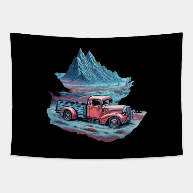 Truck Trucking Road Vintage Agriculture Car Farm Farmer Tapestry by Flowering Away