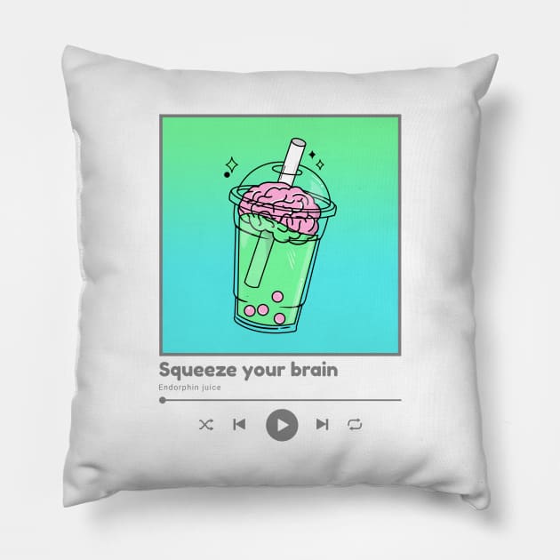 Squeeze your brain. Endorphin juice Pillow by CheekyClothingGifts