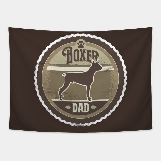 Boxer Dad - Distressed Boxer Dog Silhouette Design Tapestry by DoggyStyles