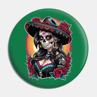 Vaquera - Dia De Los Muertos- Cowgirl Pin