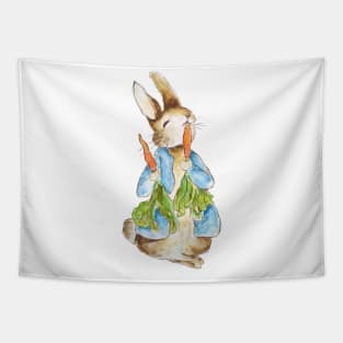 Cute Peter Rabbit eating carrot Tapestry