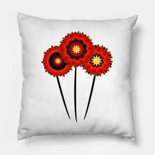 Poppies in red, yellow, black, modern design Pillow