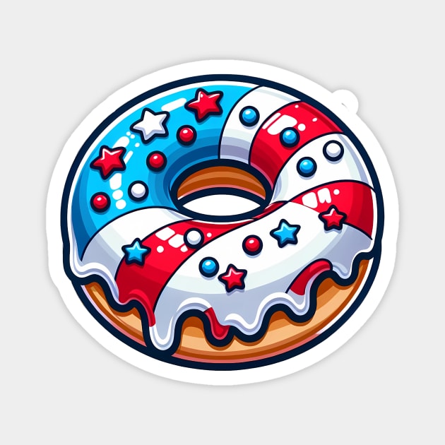 Patriotic American Donut Delight - Red, White & Blue Treat Magnet by SandraHeyward