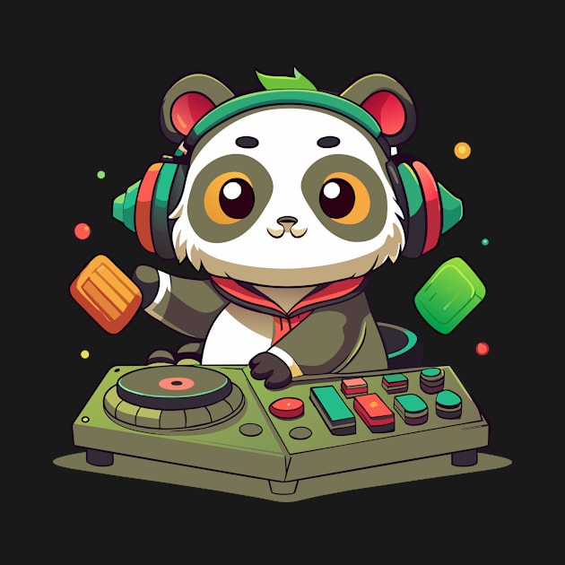 cute panda playing dj music by Shapwac12