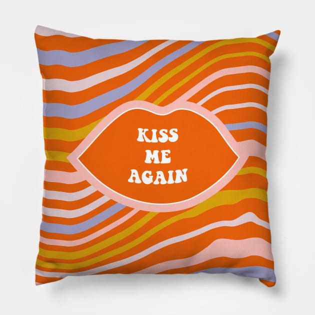 Kiss me again lettering. Vintage art-prints. Quote design. Pillow by CoCoArt-Ua