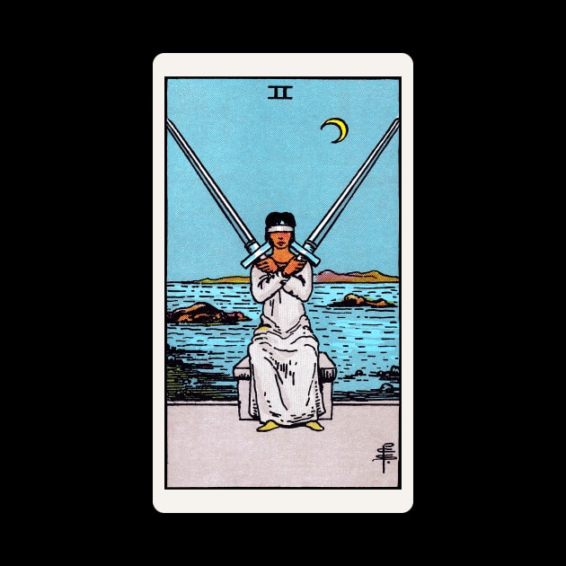 Card #51 - Two Of Swords - Rider Waite Smith Tarot by RetroFitted