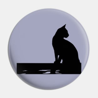 Silhouette Of A Black Cat Sitting On A Fence Cut Out Pin