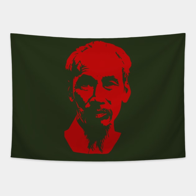 Ho Chi Minh Silhouette - Historical, Vietnamese, Revolutionary, Communist, Anti Imperialist, Vietnam War Tapestry by SpaceDogLaika