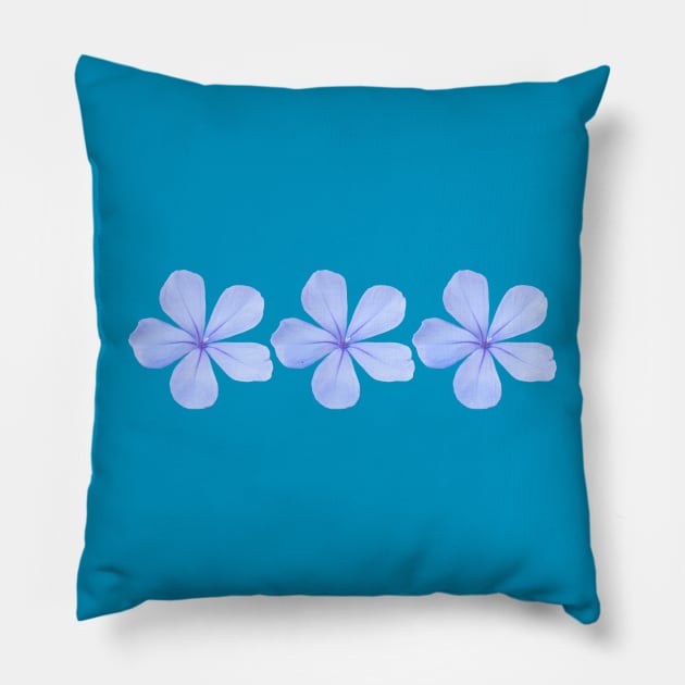 Three Blue Flowers Floral Photo Pillow by ellenhenryart