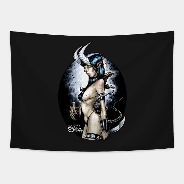 Sexy Succubus Tapestry by dsilvadesigns