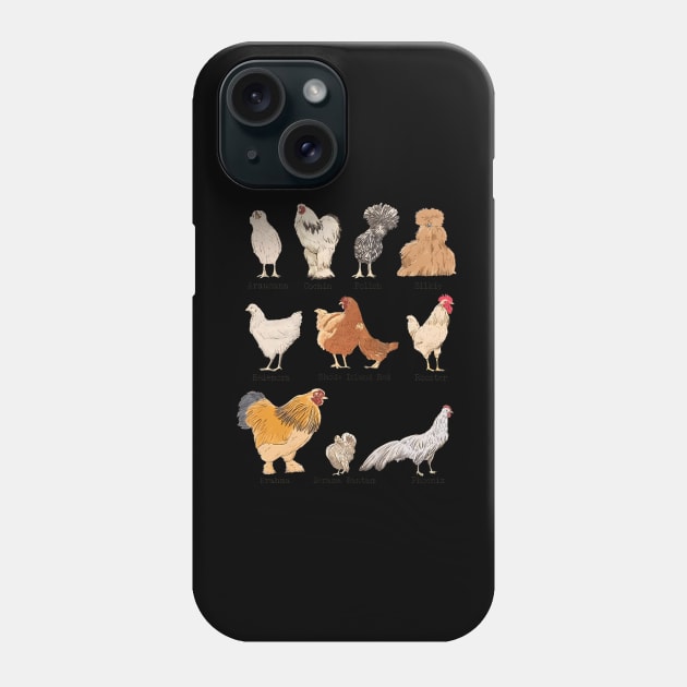 Vintage Chicken Breeds Farm Animals Day Support Local Farmer Phone Case by Saboia Alves