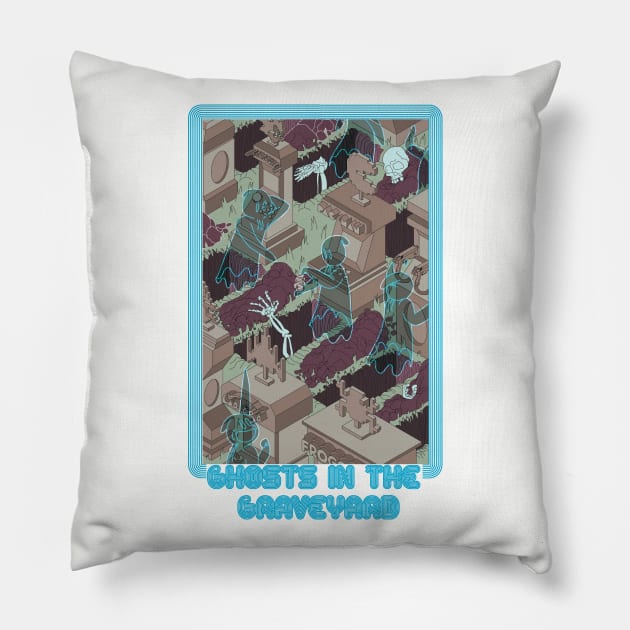 Gaming Ghosts in the Graveyard Pillow by Spagott