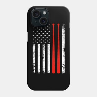Drum sticks on a vintage American flag For Drummers Phone Case