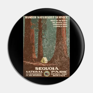 Vintage Sequoia National Park Poster (weathered) Pin