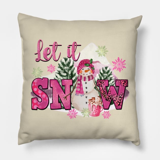 Let it snow snowman, snowman snowflakes Pillow by Karley’s Custom Creations