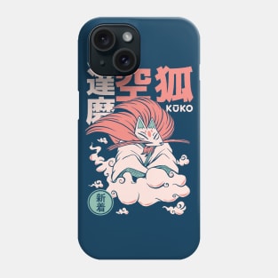 Retro Japanese Kuko Sky Fox Yokai Illustration | Japanese Folklore Creatures Phone Case