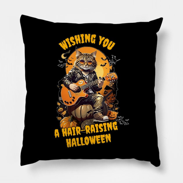 Halloween musician cat Pillow by MusicianCatsClub