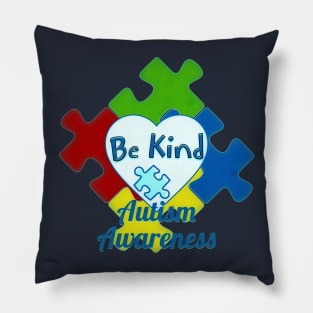 Autism Awareness Be Kind Puzzle and Heart Design Pillow