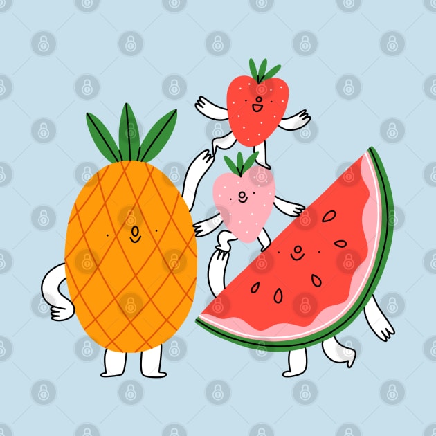 Cute fruit characters by Stolenpencil