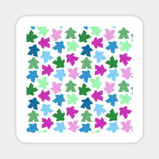 Game Night Meeples | Blue, Green, Magenta, Pink Magnet