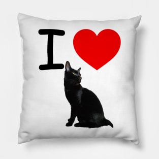 I HEART BLACK CAT Pillow