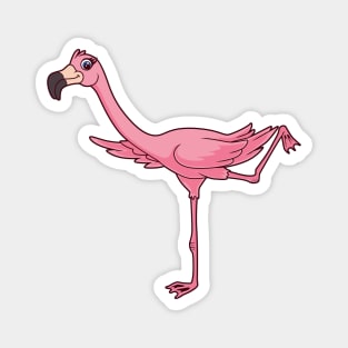 Cartoon flamingo doing yoga Magnet