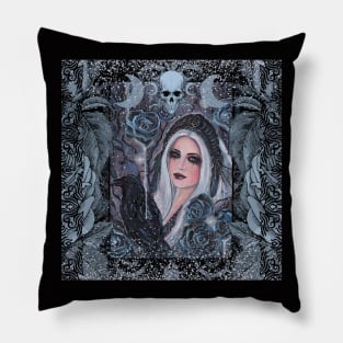 Morrigan goddess with raven Pillow