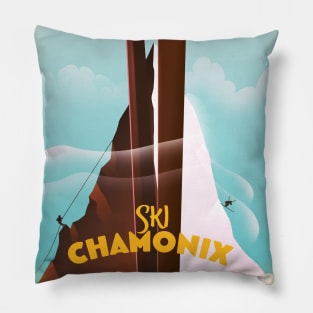 Chamonix-Mont-Blanc Ski poster Pillow