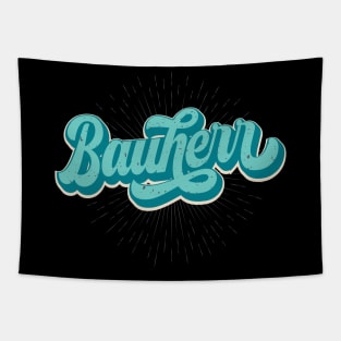 Bauherr retro Schriftzug Hausbau Tapestry