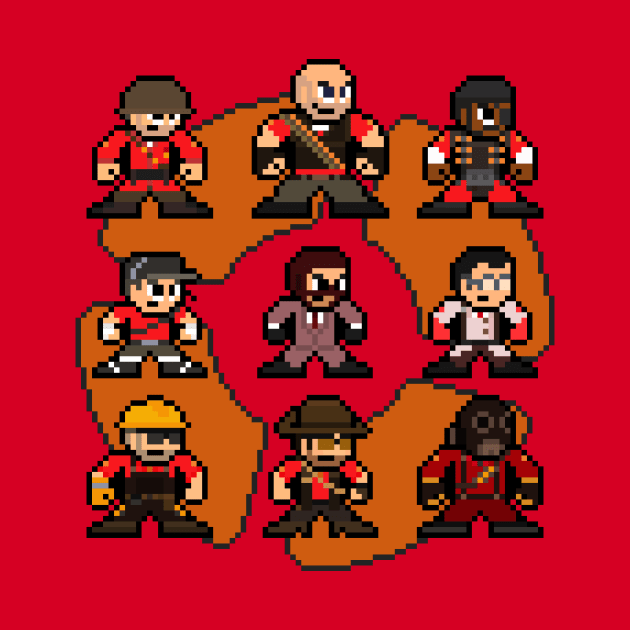 Team Fortress 2 Red Team-TF2 8bit Pixel Art by 8-BitHero