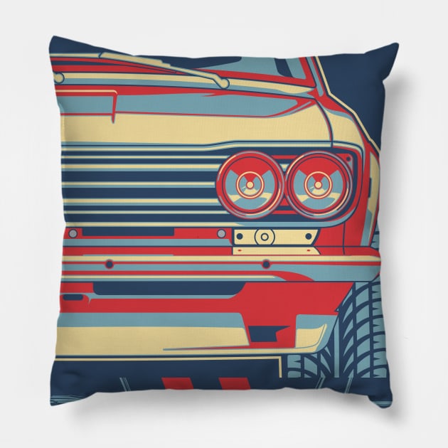 vintage datsun 510 Pillow by don_kuma