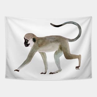 Vervet monkey hand painted watercolor Tapestry