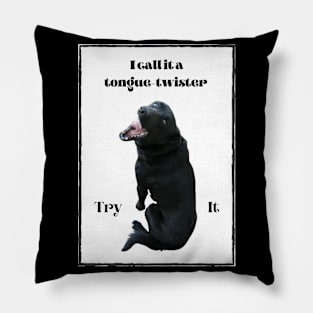 I call it a tongue-twister - Try it - black dog Pillow